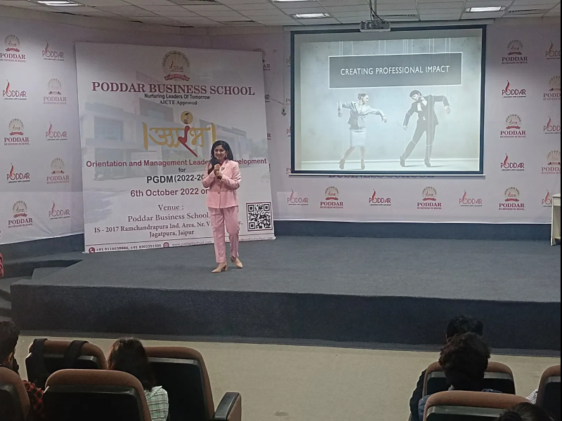 Krittika Sharda Conducted a Session on “Creating Professional Impact” at the Poddar Business School.