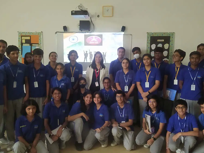 Delhi-based Soft Skills Trainer, Capt Manjula Katoch, was invited as a guest speaker in a career carnival conducted by Gems International School