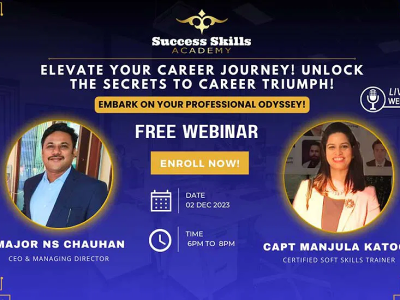 Delhi based Corporate Trainer, Capt Manjula Katoch conducted a webinar on the Topic, “Elevate Your Career Journey” for Pan India students
