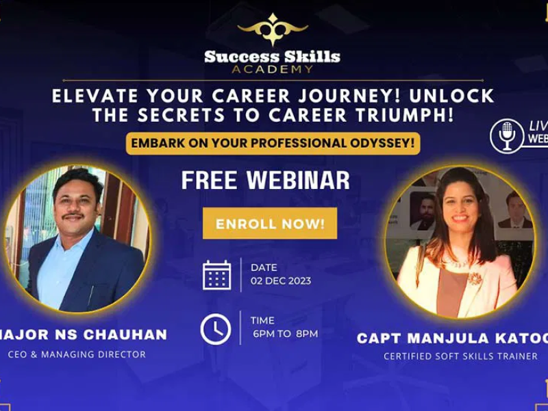Delhi based Corporate Trainer, Capt Manjula Katoch conducted a webinar on the Topic, “Elevate Your Career Journey” for Pan India students