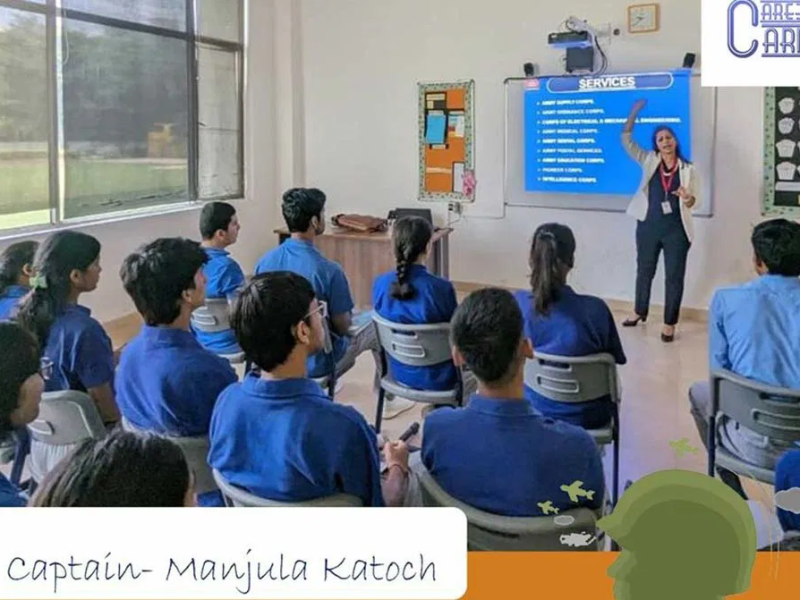 Delhi-based Soft Skills Trainer, Capt Manjula Katoch, was invited as a guest speaker in a career carnival conducted by Gems International School