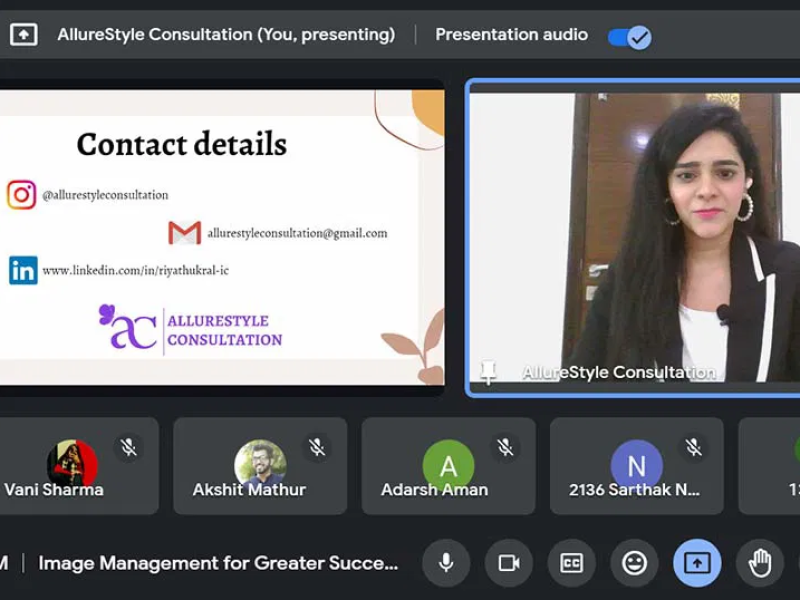 Delhi based Image Consultant and Soft Skills Trainer, Riya Thukral conducted an online webinar on ‘Image Management for Greater Success’