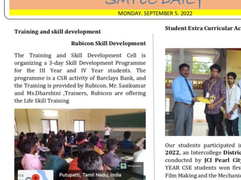 Dharshani Sivakumar Conducted Session for the Students of a Leading College on Life Skills.