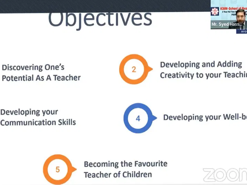 Hyderabad-based Image Consultant and Soft Skills Trainer, Syed Hassan Abdullah recently delivered a Pan India Online Teachers’ Training Program
