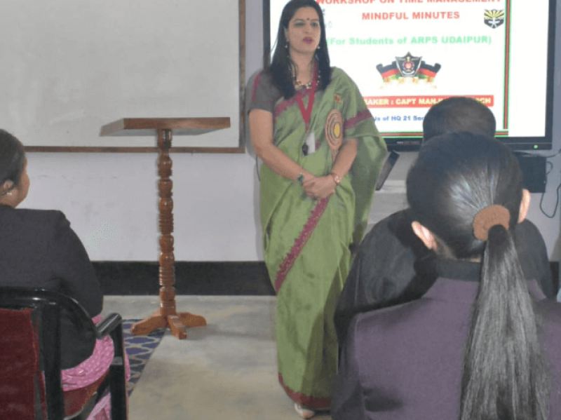 Delhi based Corporate Trainer, Capt Manjula Katoch Conducted a training session on Time Management for the students and teachers of a renowned School at Udaipur, Tripura