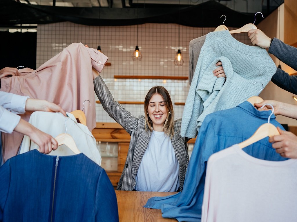 Young woman choosing clothes